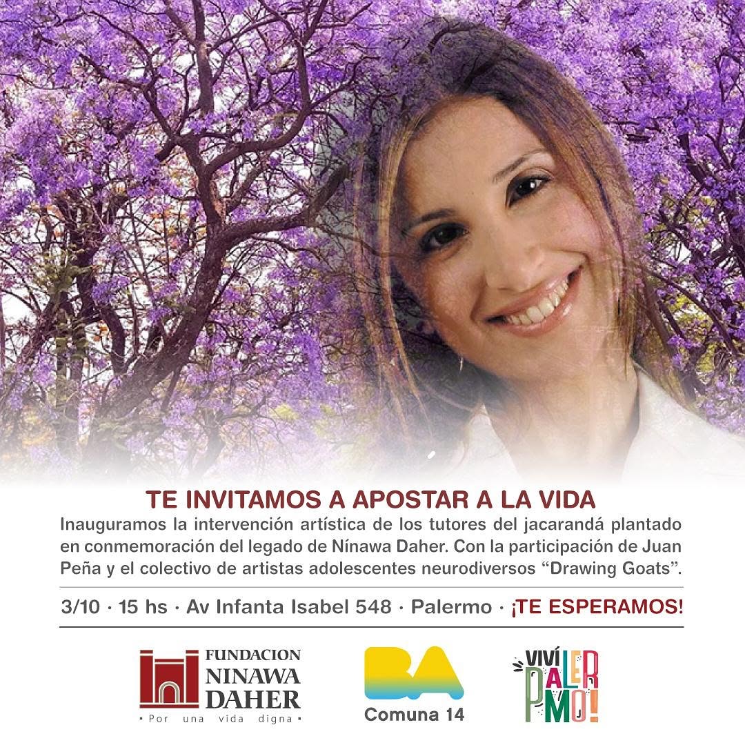 Intervencion artistica del Jacarandá en memoria de Nínawa